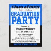 Blue Black School Colors Graduation Invitation Aankondigingskaart (Voorkant)