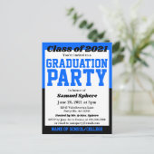 Blue Black School Colors Graduation Invitation Aankondigingskaart (Staand voorkant)