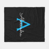 Blue Black Script Girly Monogram Name Fleece Deken (Voorkant (Horizontaal))