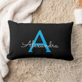 Blue Black Script Girly Monogram Name Kussen (Deken)