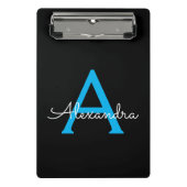 Blue Black Script Girly Monogram Name Mini Klembord (Voorkant)