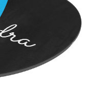 Blue Black Script Girly Monogram Name Snijplank (Hoek)