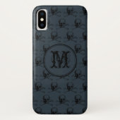 Blue Black Skull Halloween gepersonaliseerd monogr Case-Mate iPhone Case (Achterkant)