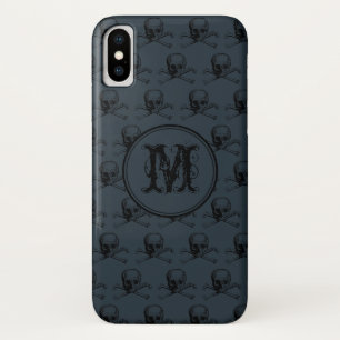 Blue Black Skull Halloween gepersonaliseerd monogr Case-Mate iPhone Case