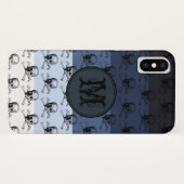 Blue Black Skull Halloween gepersonaliseerd monogr Case-Mate iPhone Case (Achterkant (horizontaal))
