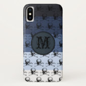 Blue Black Skull Halloween gepersonaliseerd monogr Case-Mate iPhone Case (Achterkant)