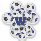 blue black soccer balls sticker with monogram (Voorkant)