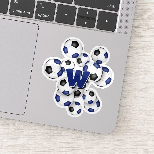 blue black soccer balls sticker with monogram (Detail)