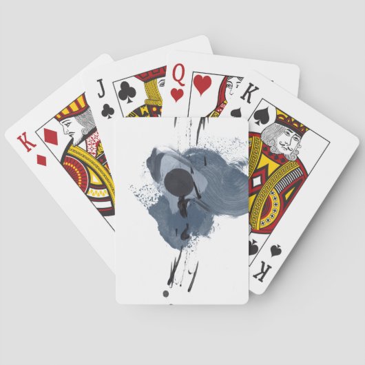 Blue & Black Splash II | Blauwe Zwarte Verfspatten Pokerkaarten (Achterkant)