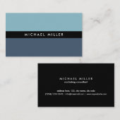 Blue black stripe simple minimal smart masculine visitekaartje (Voorkant / Achterkant)