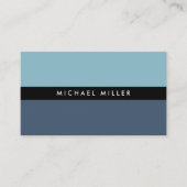 Blue black stripe simple minimal smart masculine visitekaartje (Voorkant)