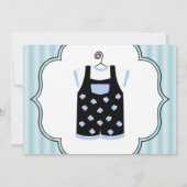 Blue Black Stripes Baby Boy Douche Uitnodigingen (Achterkant)