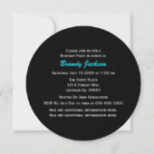 Blue Black Sweet 16 Party Round Invitations Kaart (Achterkant)