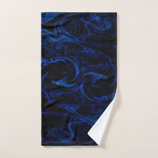 Blue Black Swirl Abstracte roky Cool Bad Handdoek (Handdoek)