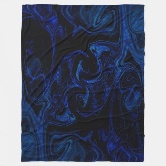 Blue Black Swirl Abstracte roky Cool Fleece Deken (Voorkant)