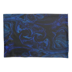 Blue Black Swirl Abstracte roky Cool Kussensloop