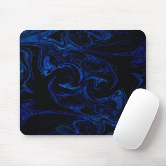 Blue Black Swirl Abstracte roky Cool Muismat (Met muis)