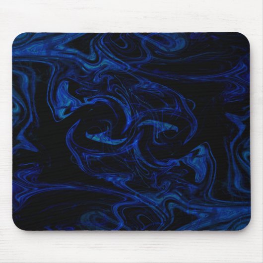 Blue Black Swirl Abstracte roky Cool Muismat (Voorkant)