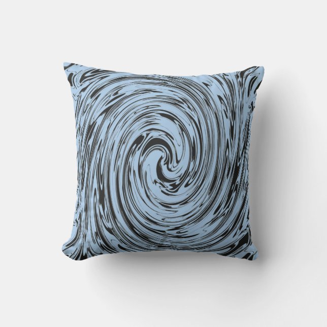 Blue Black Swirls Abstract Pattern Stylish Gift Buitenkussen (Voorkant)
