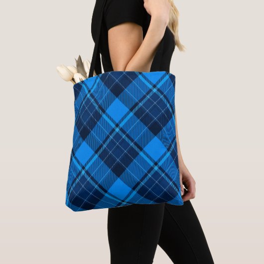 Blue Black Tartan Canvas tas (Dichtbij)