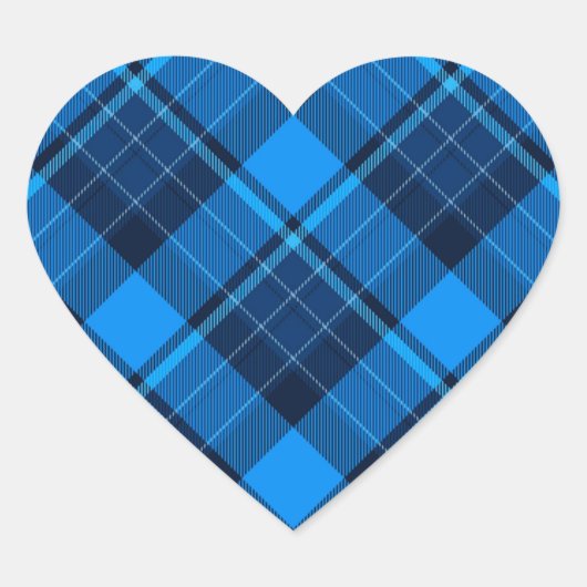 Blue Black Tartan Hart Sticker (Voorkant)