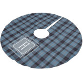 Blue Black Tartan Monogram  Kerstboom Rok (Gekanteld)
