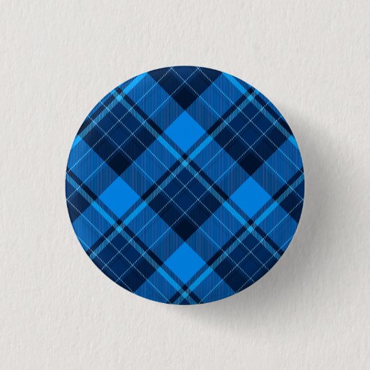 Blue Black Tartan Ronde Button 3,2 Cm (Voorkant)