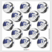 blue black team colors 13 basketball players names sticker (Vel)