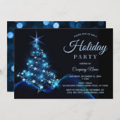 Blue Black Tree 2 Corporate Holiday Party Kaart (Voorkant / Achterkant)