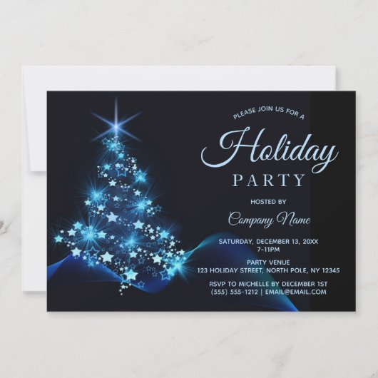 Blue Black Tree Corporate Holiday Party Kaart (Voorkant)