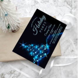 Blue Black Tree Corporate Holiday Party Kaart