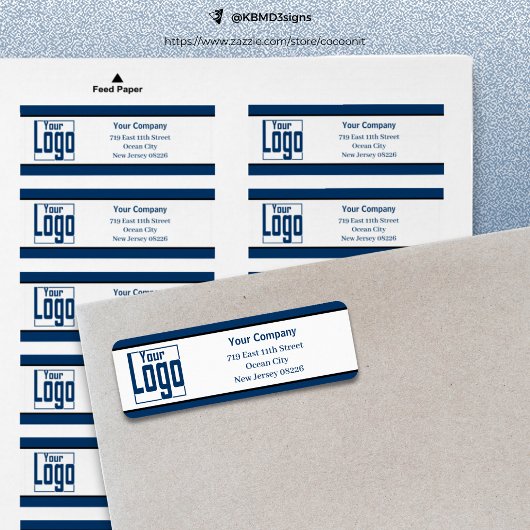 Blue Black Trim Company Logo White Retouradres Etiket