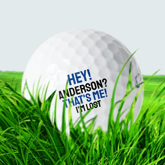 Blue Black Typography Funny Lost Golf Ball Golfballen
