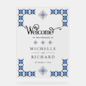 Blue Black Ukrainian Wedding Welcome Acryl Bord (Voorkant)