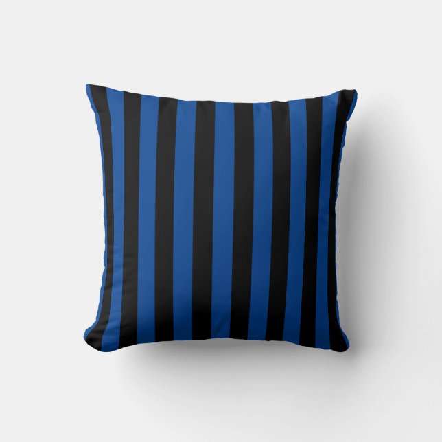 Blue Black Vertical Stripe Halloween Kussen (Voorkant)