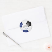 Blue Black voetbal Kinderverjaardagsfeestje Ronde Sticker (Envelop)