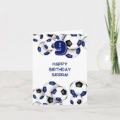 Blue Black voetballen Kinderverjaardag Kaart (Voorkant)