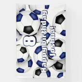Blue Black voetballen Kinderverjaardagsfeest Spandoek (Verticaal)