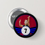 Blue & Black Volleyball Photo and Jersey Number Ronde Button 5,7 Cm (Voorkant /achterkant)