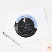 Blue Black Wavy Roos Gold Hearts Productlabels Ronde Sticker (Envelop)