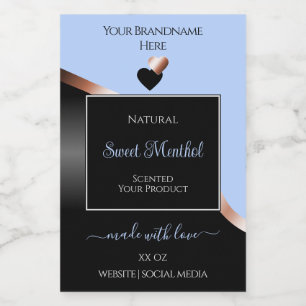 Blue Black Wavy Roos Gold Hearts Productlabels Voedselcontainer Etiket