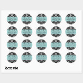 Blue, Black Wedding Damask Thank You Label (Vel)