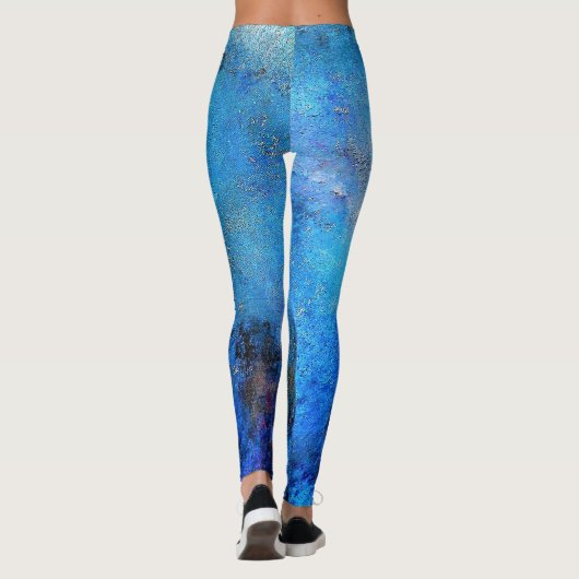 Blue Black White Abstracte dance Leggings (Achterkant)