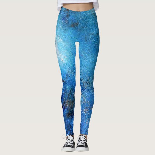 Blue Black White Abstracte dance Leggings (Voorkant)