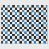 Blue Black White Checkered Pattern Design  Cadeaupapier (Vlak)