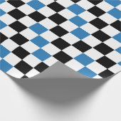 Blue Black White Checkered Pattern Design  Cadeaupapier (Hoek)