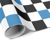 Blue Black White Checkered Pattern Design  Cadeaupapier (Rol Hoek)