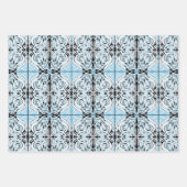 Blue Black White Curly Abstract Herhalingspatroon Inpakpapier Vel (Voorkant 3)