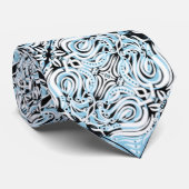 Blue Black White Curvy Abstract Herhalingspatroon Stropdas (Opgerold)