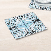 Blue Black White Curvy Abstract Patroon Kartonnen Onderzetters (Schuin)